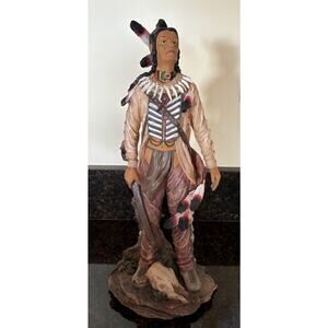 2002 Vintage Indian Native American Warrior Skull Resin Statue 20" DWK Art Work